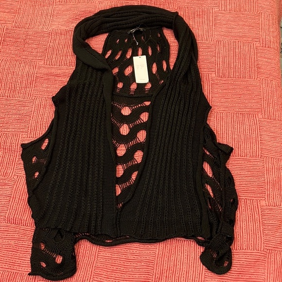 BCBGMaxAzria medium Womens New with tags Black Open-Knit Sweater - Picture 2 of 16